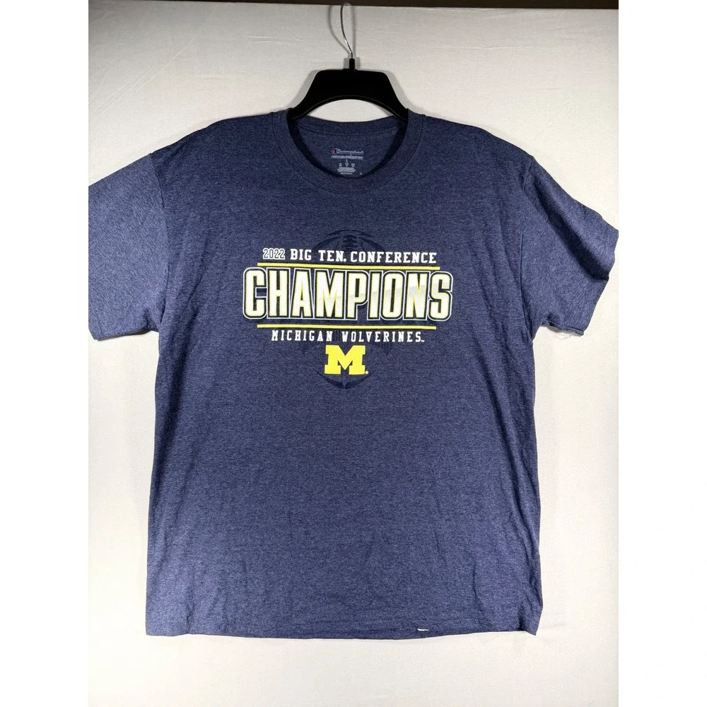 Champion Michigan Wolverines 2022 Big Ten Champions Navy Blue T-Shirt Mens Large - Picture 1 of 4